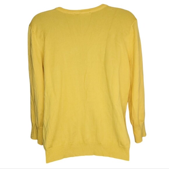 Neiman Marcus lace insert yellow button-up cardigan sweater Size XL - Picture 2 of 7